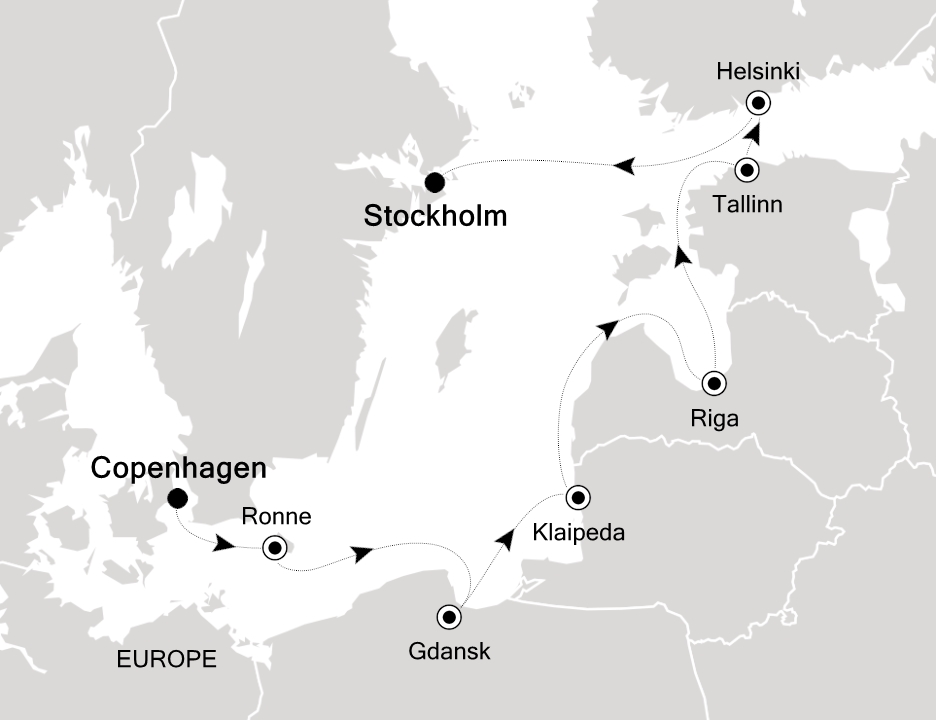 Northern Europe & British Isles Cruise Itinerary Map